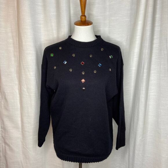 Vintage Sweaters - Vintage Bright Lights Acrylic Sweater (M)